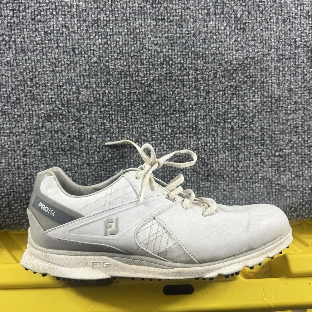 FootJoy Pro/SL Golf Shoes Mens Size 8.5 White Low Top 53804 Traction Athletic